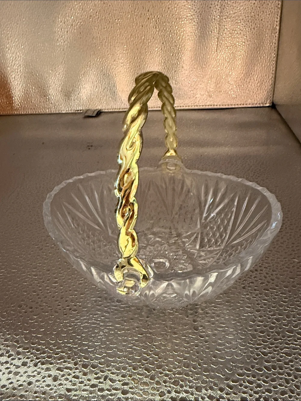 Vintage Mikasa Crystal Mini Basket Candy Dish